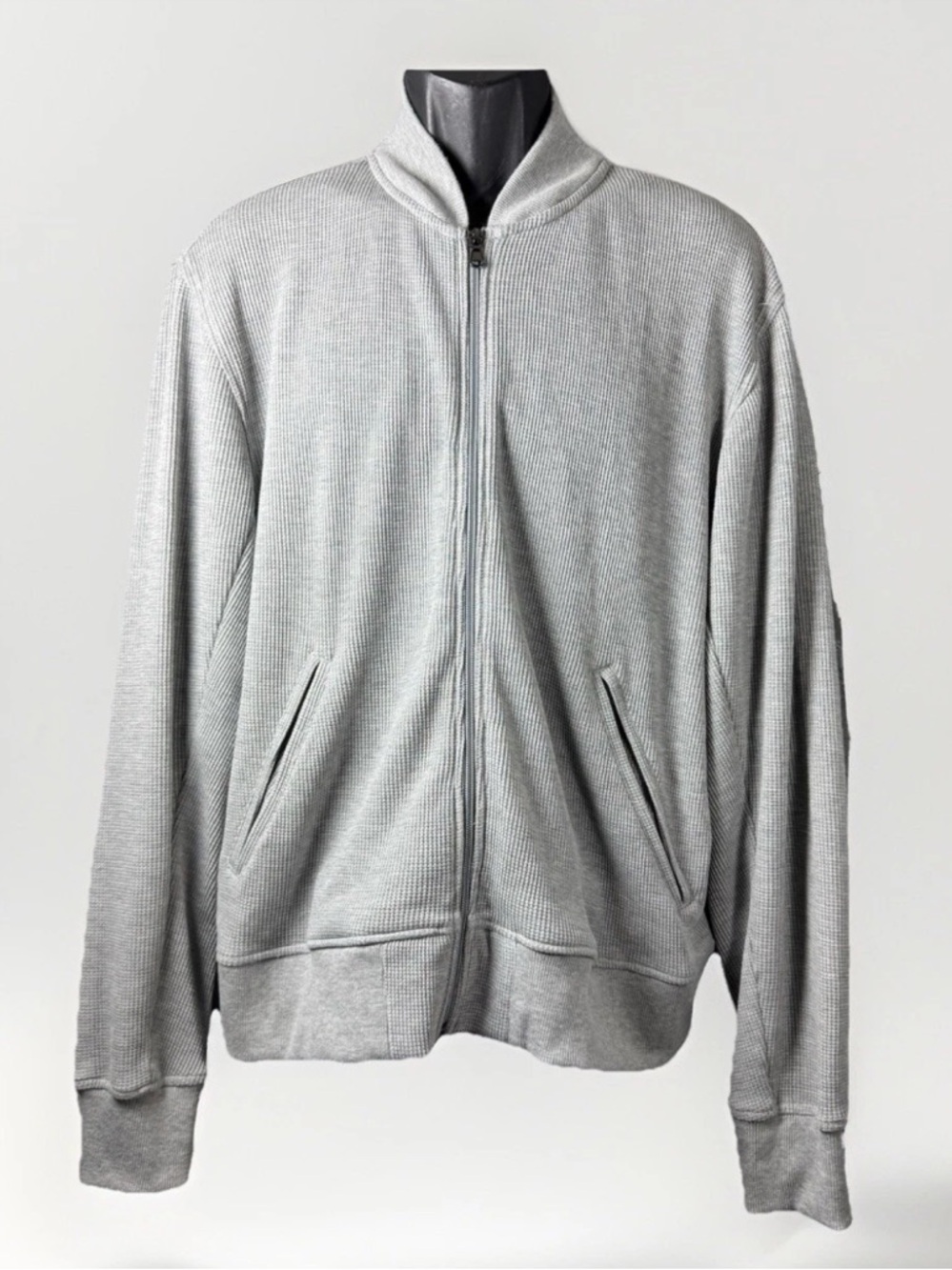 Robert Graham Full Zip Waffle Knit Sweater Grey Men’s Size Medium